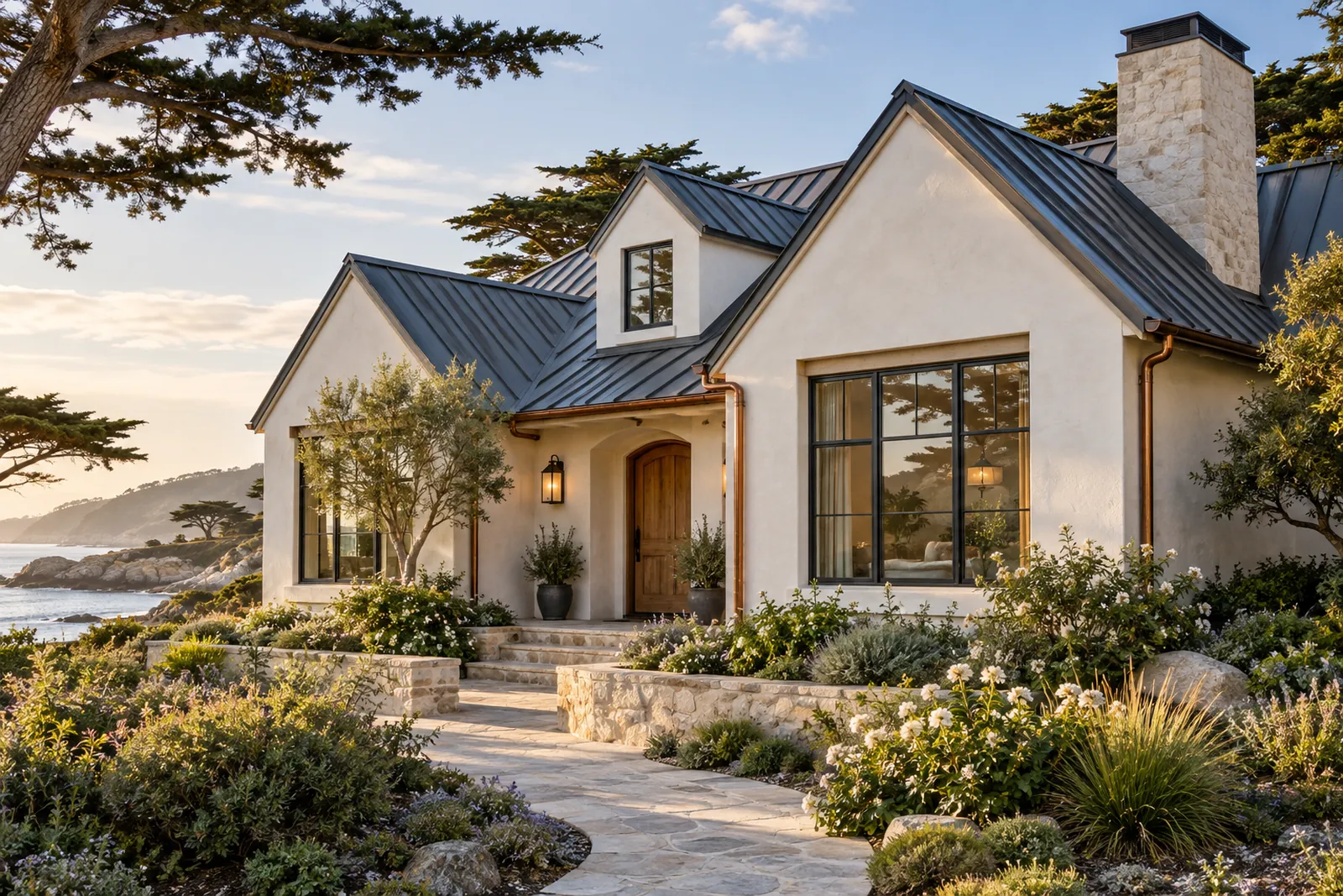 Coastal cottage concept with a graphite metal roof